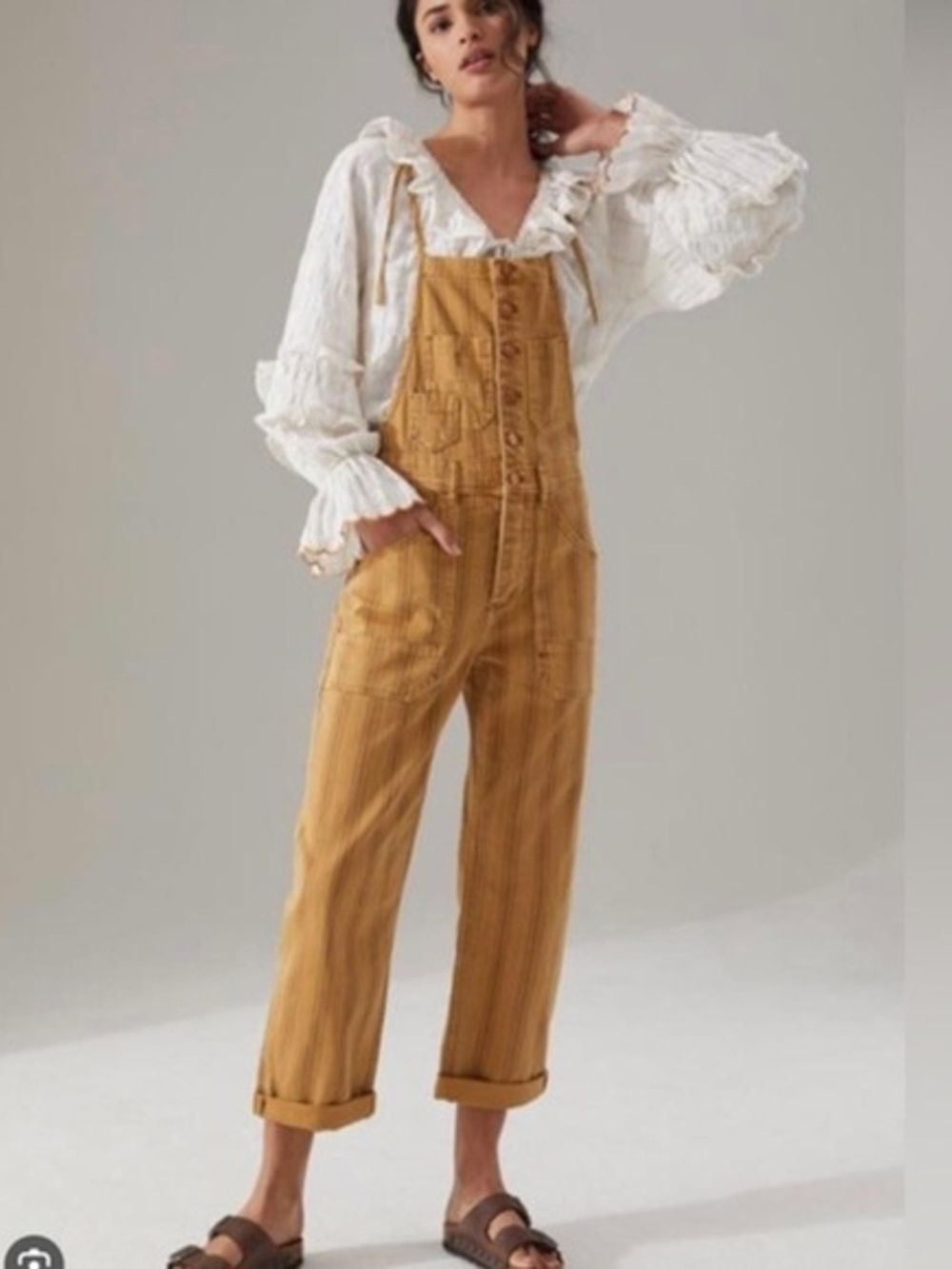 Pilcro Mustard Corduroy Overalls - Women
